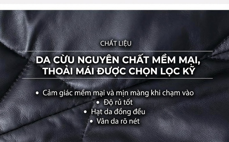 Áo Khoác Phao Da Thật Nữ Dáng Dài Cổ Lông Thú Màu Đen chi tiết 5