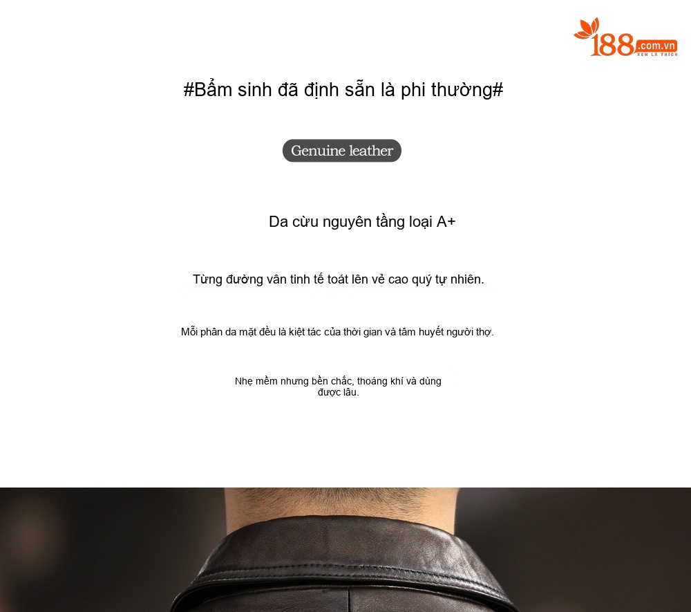 Áo Khoác Da Cừu Non Dáng Lửng Nam Trung Niên Cổ Bẻ Màu Nâu chi tiết 3