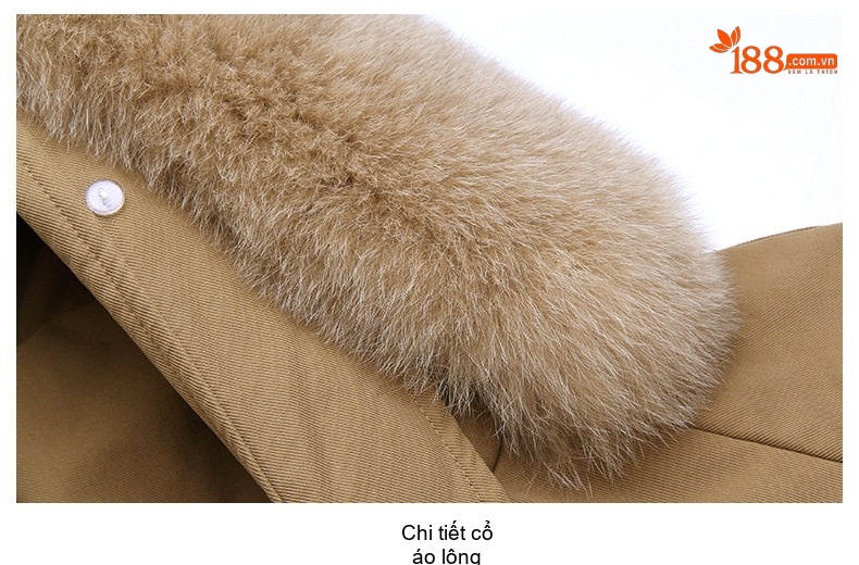 Áo Khoác Phao Nữ Ngắn Cotton Lót Lông Dày Dặn Mũ Lông Màu Nâu, Trắng chi tiết 36