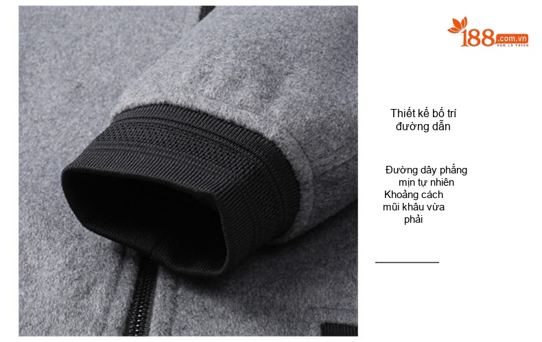 Áo Khoác Bomber Nam Cổ Trụ Chất Liệu Lông Cừu Màu Đen, Xám chi tiết 6