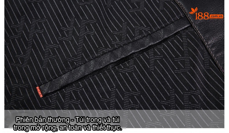 Áo Khoác Da Thật Nam Trung Niên Lót Lông Ấm Áp Màu Đen chi tiết 27