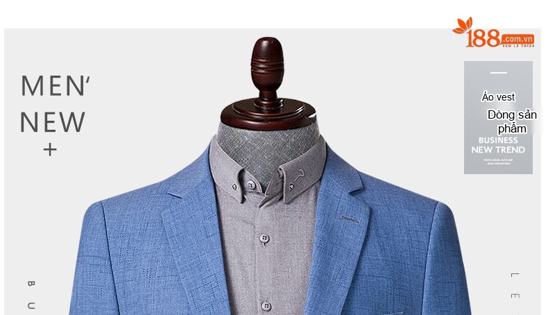 Áo Vest Nam Mỏng Nhẹ Dáng Ôm Vừa Vặn Màu Xanh Lam chi tiết 1