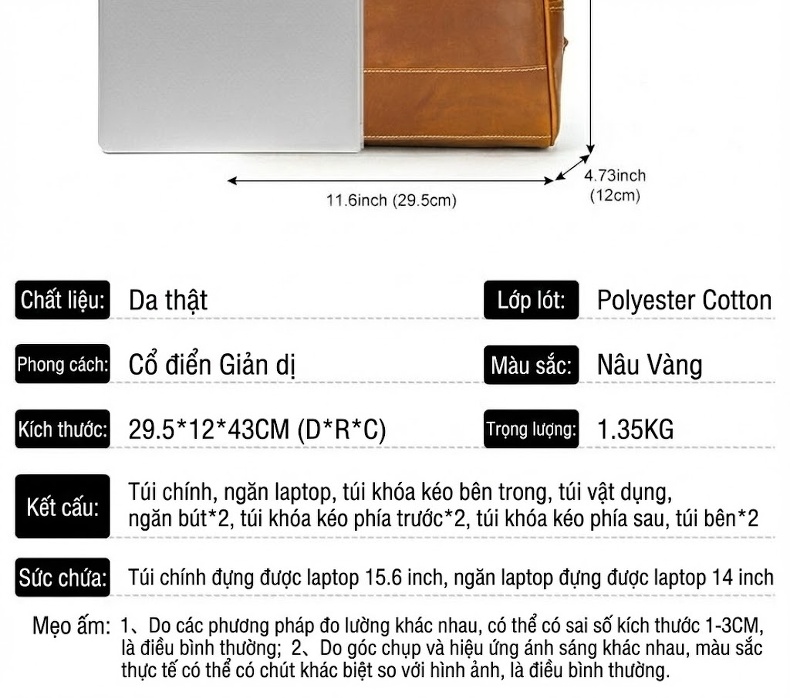 Balo Du Lịch Da Bò MASIWEI, Balo Laptop Da Thật Phong Cách Retro Màu Nâu chi tiết 2