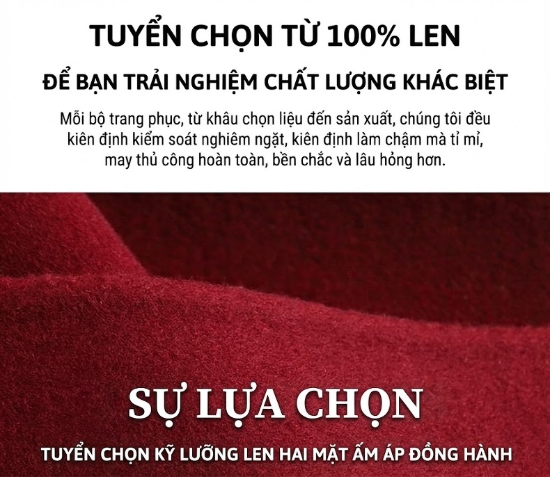 Áo Khoác Dạ Nữ Trung Niên Dáng Dài Hai Mặt Phong Cách Quốc Dân Màu Đỏ, Nâu, Đen, Xanh Navy... chi tiết 3