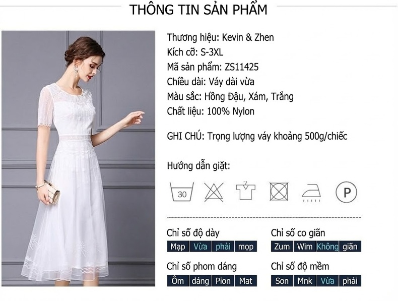 Váy Đầm Xòe Dài Pháp Thêu Thủ Công Cao Cấp Màu Hồng, Trắng, Xám chi tiết 18