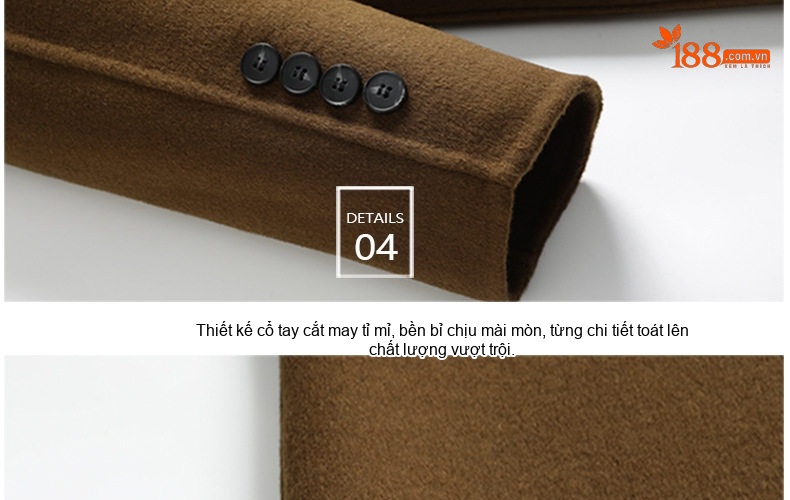 Áo Khoác Dạ Nam Trung Dài Tay Dáng Suông Một Hàng Cúc Màu Đen, Nâu chi tiết 15