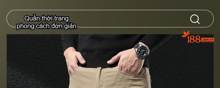 Quần Dài Nam Cotton Dáng Suông Ống Đứng Phong Cách Công Sở Màu Be, Trắng, Đen, Xám chi tiết 8