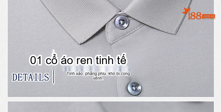Áo Polo Nam Cotton Họa Tiết Sọc Ngang Tay Ngắn Không Nhăn Màu Xám, Xanh, Nâu, Trắng... chi tiết 6