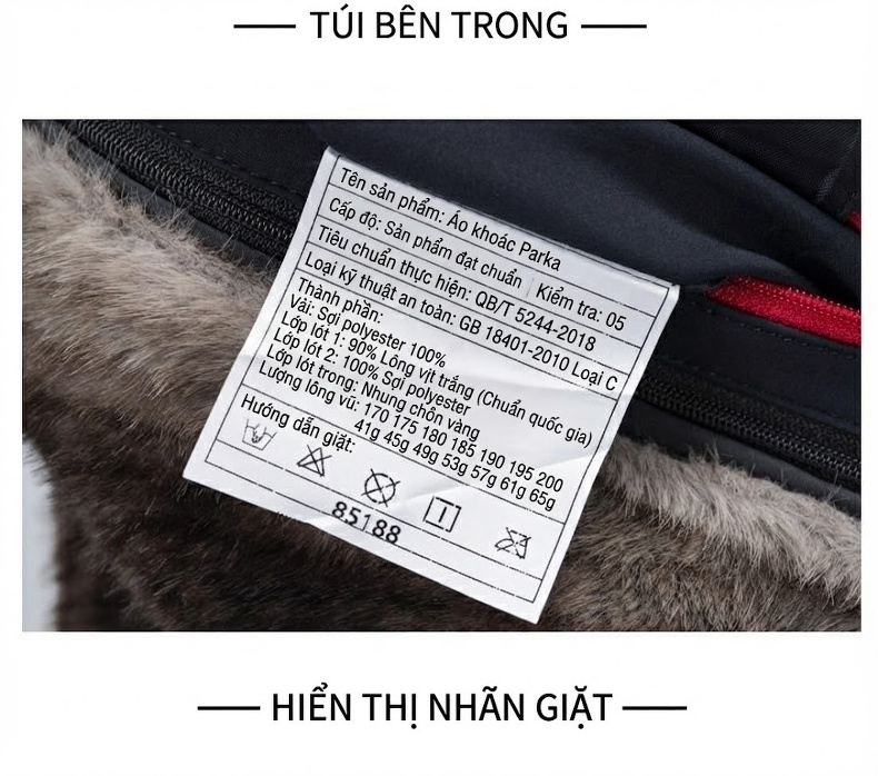 Áo Khoác Phao Nam Lót Lông Kim Chồn Giữ Ấm Phong Cách Doanh Nhân Màu Đen, Nâu, Xanh Navy chi tiết 29