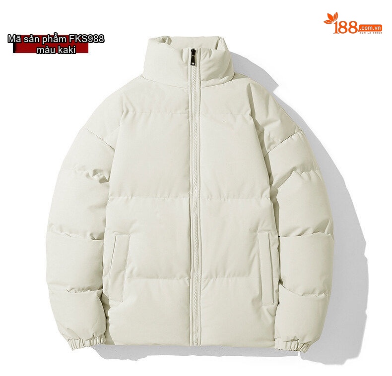 Áo Khoác Phao Nam Cotton Dáng Rộng Phong Cách Hàn Quốc Màu Đen, Trắng, Kem, Hồng... chi tiết 14