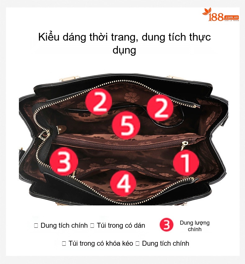 Túi Xách Tay Nữ Da Bò Họa Tiết Da Báo Đeo Vai Đeo Chéo Đa Năng Màu Đen chi tiết 7
