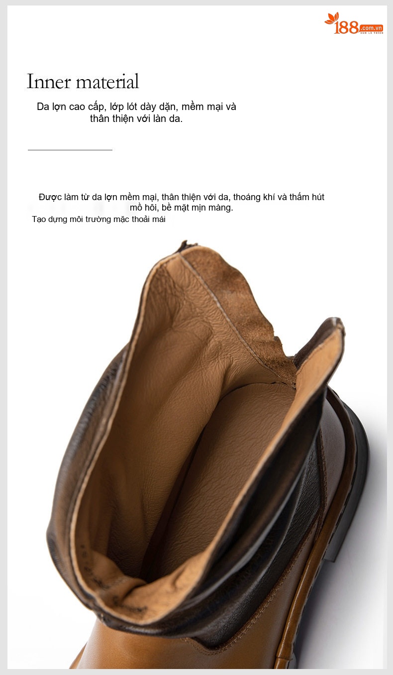 Chelsea Boots Nam Da Bò Cổ Cao Phong Cách Anh Quốc Đế Dày Chiều Cao Đế Khoảng 4cm Màu Đen, Nâu chi tiết 11