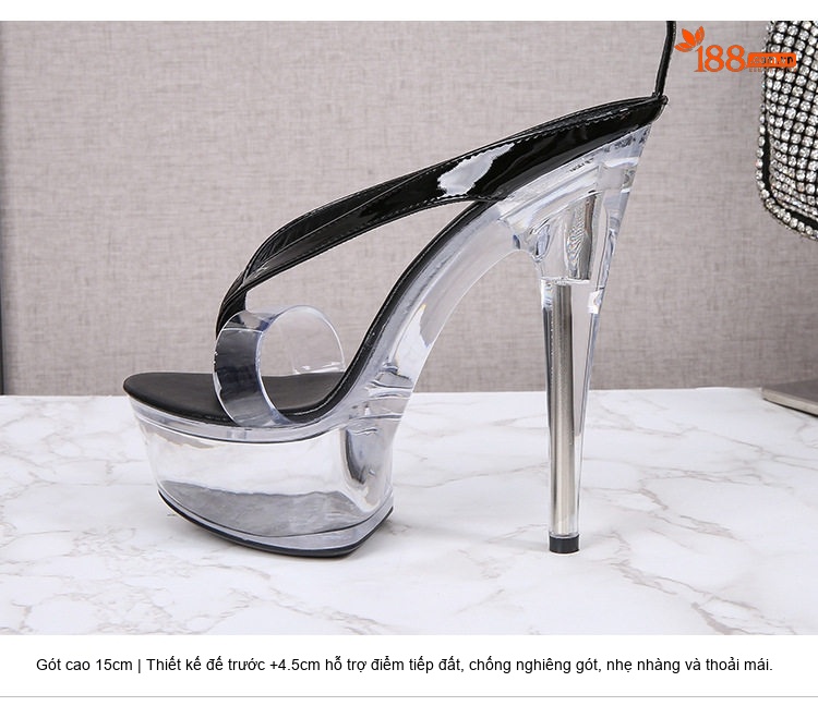 Giày Sandal Cao Gót Nữ Kẹp Ngón Gót Nhọn Quai Mảnh Gót Cao 13cm - 15cm Màu Đen, Đỏ, Trắng, Vàng... chi tiết 5
