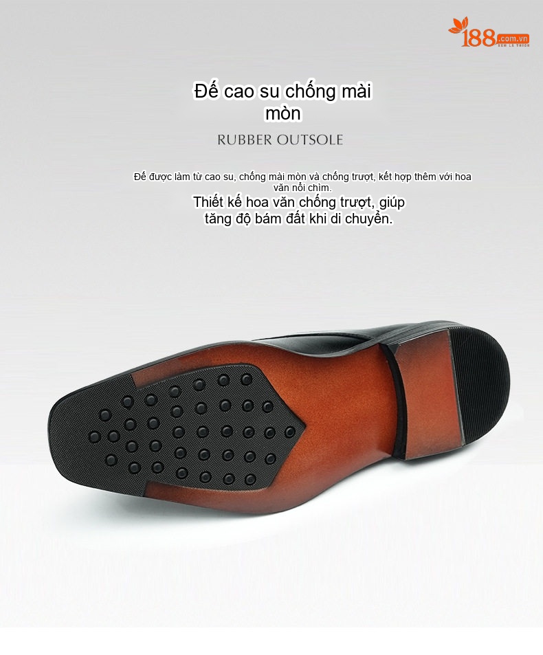Giày Monkstrap Khóa Cài Nam Da Bò Mũi Vuông Chiều Cao Đế Khoảng 3cm Màu Đen, Nâu chi tiết 10