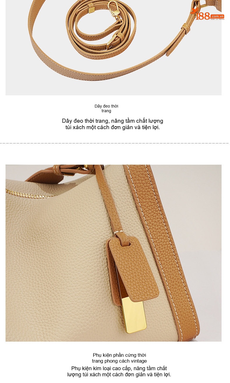 Túi Đeo Vai/Đeo Chéo Nữ Da Bò Cao Cấp Thiết Kế Pillow Bag Màu Trắng Ngà, Xanh Ngọc chi tiết 11