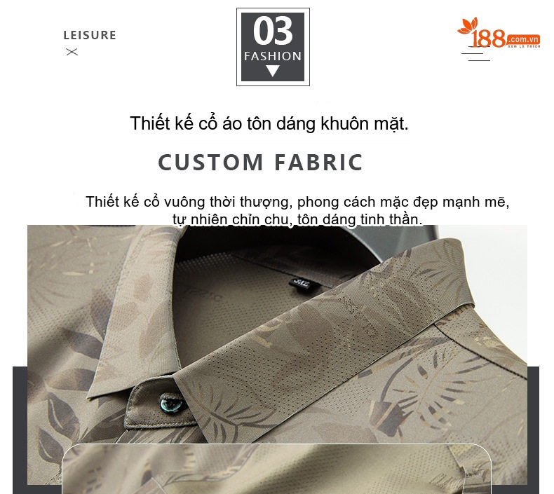 Áo Sơ Mi Nam Tay Ngắn Ice Silk Họa Tiết Lá Cây Form Rộng Màu Xám chi tiết 8