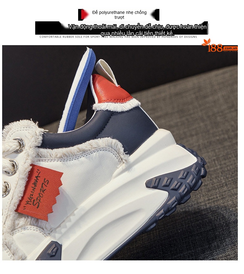 Giày Sneaker Nữ Đế Cao Khoảng 5cm Phong Cách Hàn Quốc Màu Trắng, Đen, Xám, Xanh Navy chi tiết 13