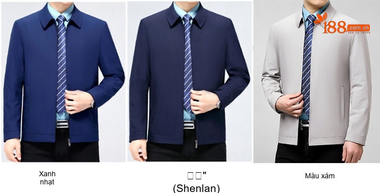 Áo Khoác Nam Cổ Bẻ Khóa Kéo Dáng Suông Rộng Vải Dệt Màu Xanh Navy, Đỏ Rượu, Be, Xanh Đen, Xám... chi tiết 6