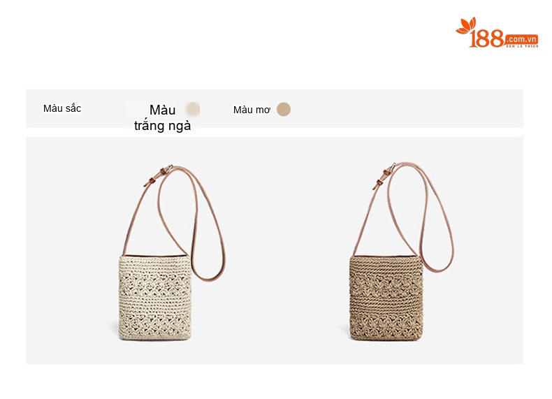 Túi Đeo Vai Nữ Dệt Kim Cotton Đựng Điện Thoại Mini Đi Biển chi tiết 4