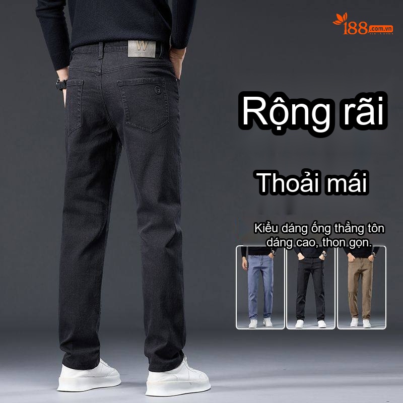 Quần Dài Nam Cotton Thun Co Giãn Dáng Suông Rộng Phong Cách Công Sở Màu Đen, Xám, Nâu, Xanh