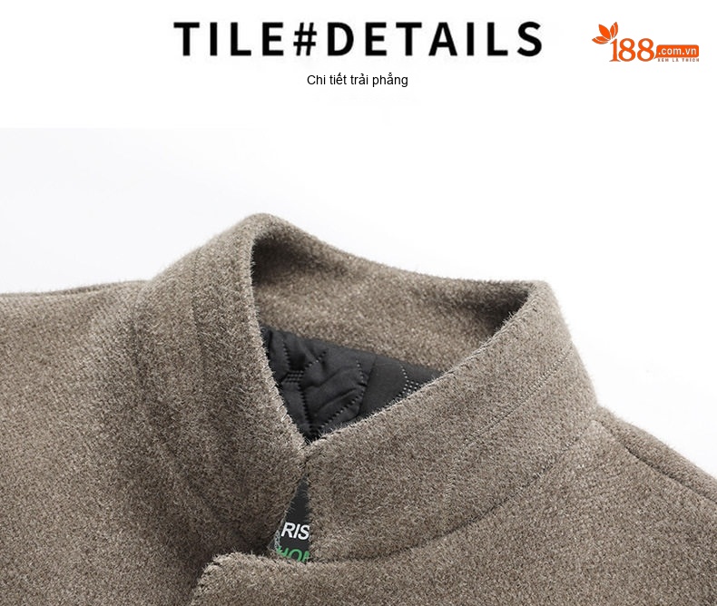 Áo Khoác Dạ Nam Trung Niên Cổ Trụ Dáng Dài Vừa Phong Cách Business Casual Màu Xám Đậm, Nâu chi tiết 16