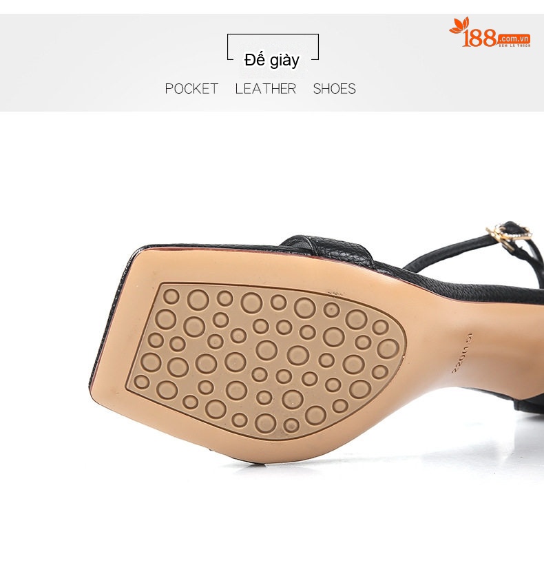 Giày Sandal Cao Gót Nữ Hở Ngón Da Mềm Quai Mảnh Gót Cao 8cm Màu Đen, Trắng, Vàng chi tiết 6