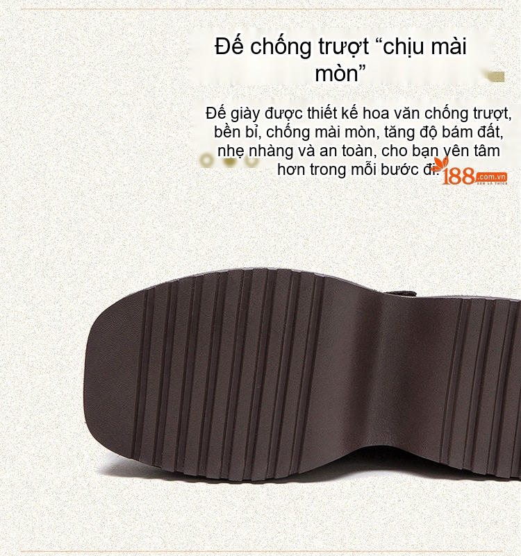 Giày Mary Jane Nữ Da Bò Đế Dày Chiều Cao Đế Khoảng 5cm Màu Đen, Nâu chi tiết 6