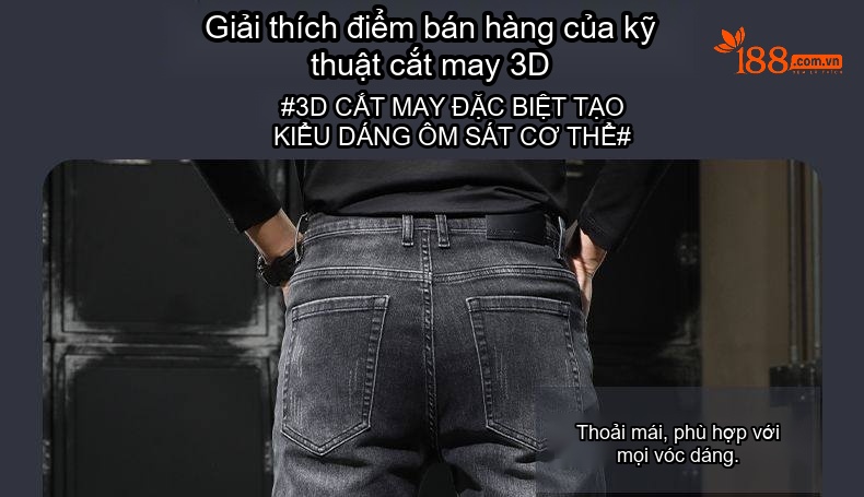 Quần Jean Cotton Co Giãn Cao Cấp Dáng Suông Màu Xanh, Đen chi tiết 3