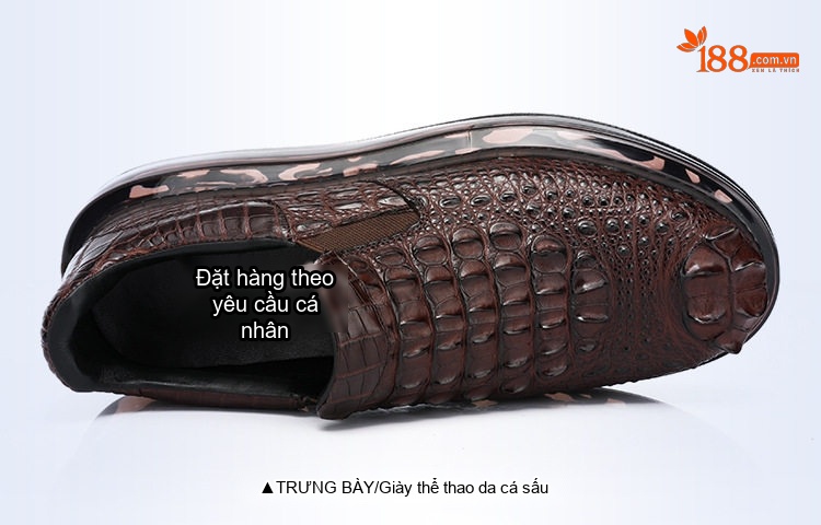 Giày Lười Nam Vân Cá Sấu Thời Trang Chiều Cao Đế Khoảng 4cm Màu Nâu chi tiết 14
