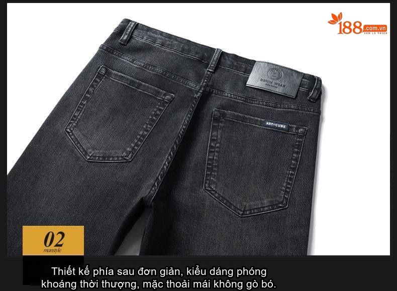 Quần Jean Nam Ống Đứng Lyocell Dáng Ôm Vừa Vặn Màu Xanh Dương chi tiết 34