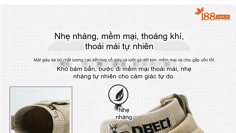 Giày Boot Martin Nam Da Thật Cổ Cao Chiều Cao Đế Khoảng 3cm Màu Be, Đen, Xám chi tiết 3