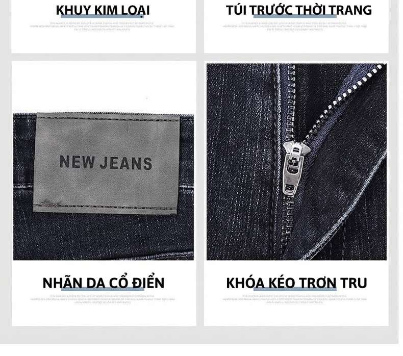 Quần Jean Dài Nam Cotton Co Giãn Thoải Mái Dáng Suông Màu Xanh Dương, Đen, Xám chi tiết 10
