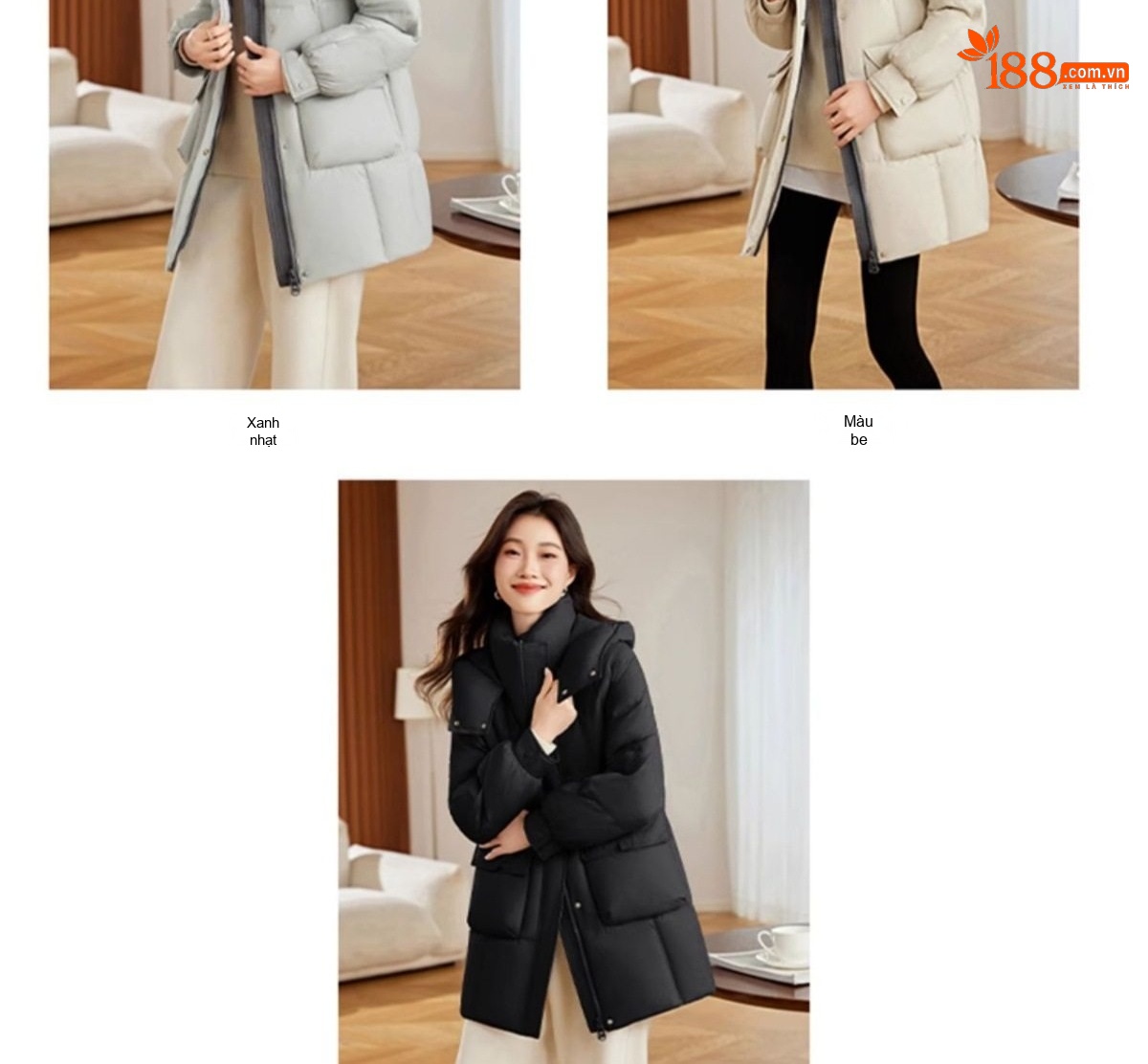 Áo Khoác Phao Nữ Dáng Dài Vừa Vặn, Phong Cách Hàn Quốc, Giữ Ấm, Lót Lông Vịt Trắng Màu Đen, Kem, Xám chi tiết 5