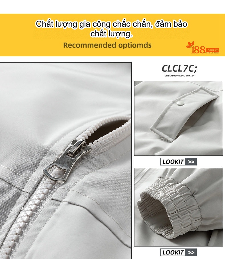 Áo Khoác Parka Nam Nữ Cotton Lót Lông Cừu Giả Cổ Điển Mũ Trùm Đầu Màu Xám, Đen, Trắng, Xanh... chi tiết 5