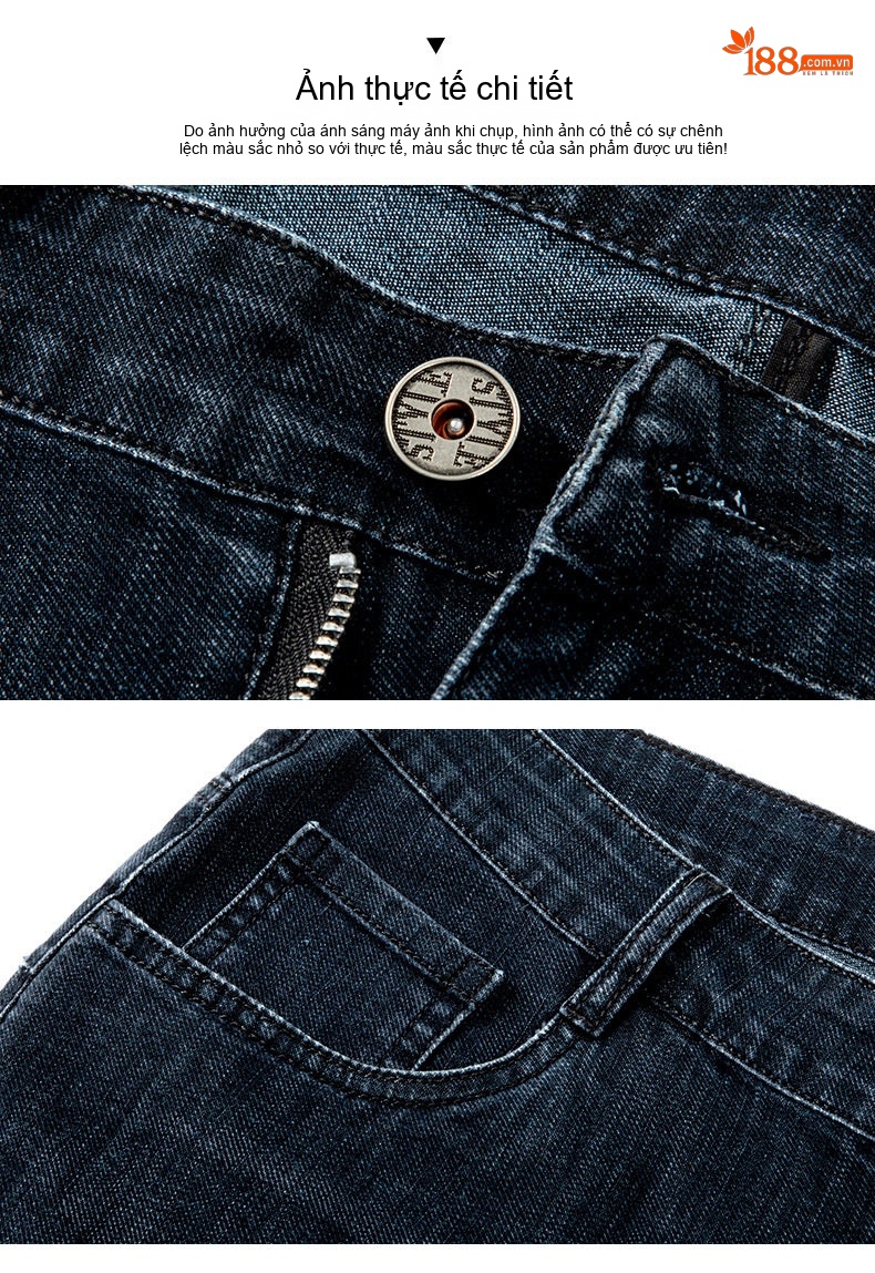 Quần Short Jean Nam Ống Lửng Co Giãn Thoáng Mát Màu Xanh, Đen chi tiết 10