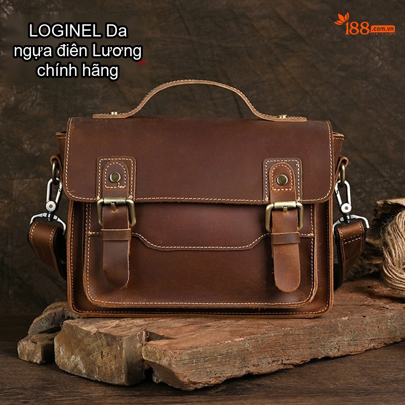 Túi Đeo Chéo Nam Da Bò Sáp Retro Kiểu Hộp Vuông Nhỏ Gọn