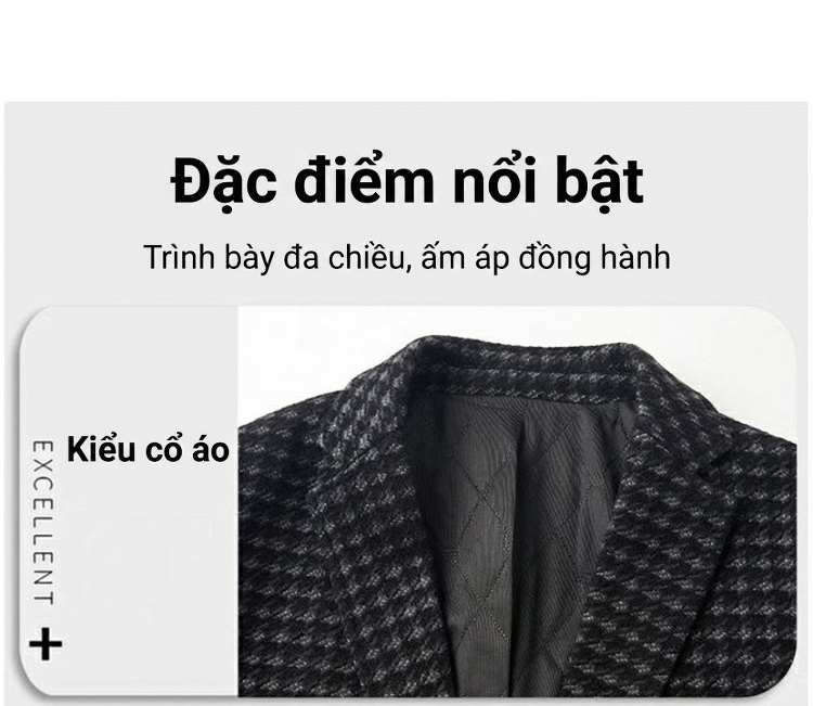 Áo Blazer Nam Họa Tiết Houndstooth Phong Cách Doanh Nhân Màu Xám, Nâu chi tiết 12