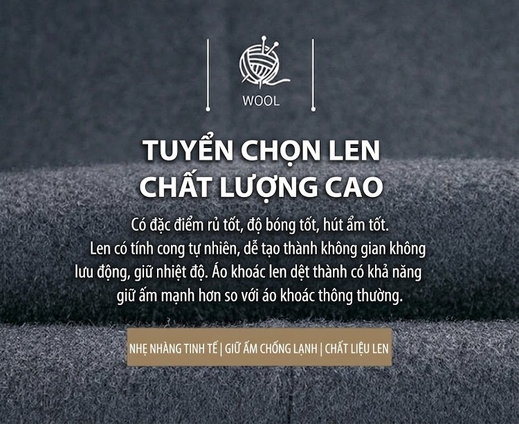 Áo Khoác Dạ Nam Hai Mặt Lót Lông Vũ Ấm Áp Dáng Dài Trung Niên Màu Đen chi tiết 3