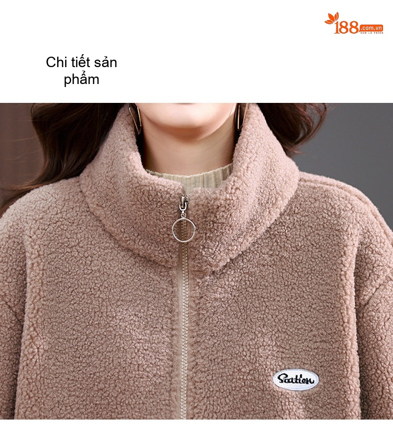 Áo Khoác Lông Nữ Dáng Rộng Áo Khoác Nhung Lông Cừu Non Dày Dặn Màu Nâu, Đỏ Tía, Xanh Dương chi tiết 18