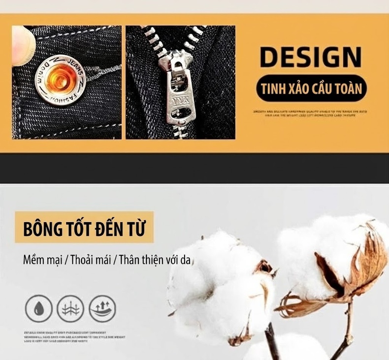 Quần Jean Nam Ống Đứng Co Giãn Thoải Mái Lót Lông Màu Đen, Xanh Đậm chi tiết 14