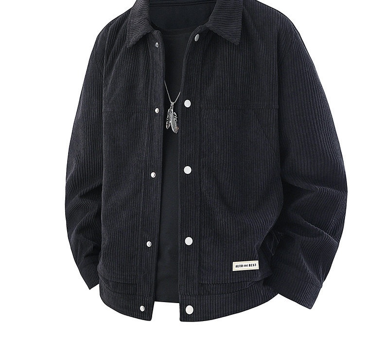 Áo Khoác Nam Cổ Bẻ Vải CORDUROY Dáng Bomber Màu Đen, Kem, Xanh Olive chi tiết 2