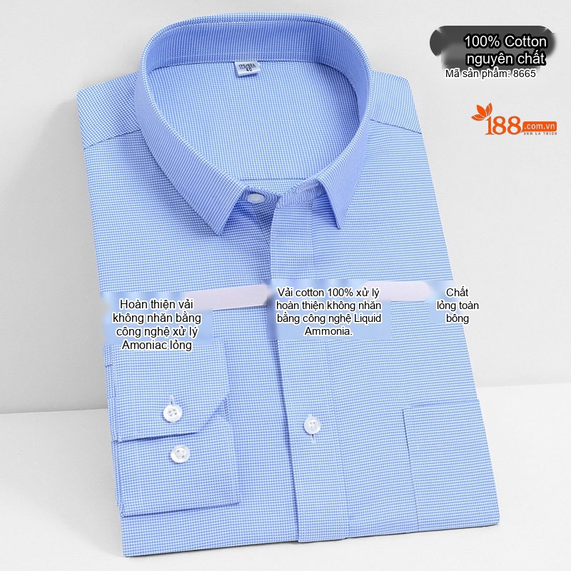Áo Sơ Mi Dài Tay Nam Cotton Cao Cấp Chống Nhăn Màu Trắng, Xanh Dương, Đen, Đỏ...