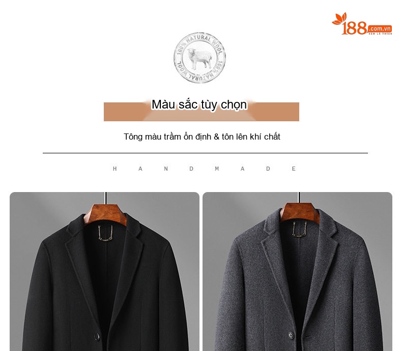 Áo Vest Nam Hai Lớp Lông Cừu Thủ Công Màu Xám, Đen chi tiết 12