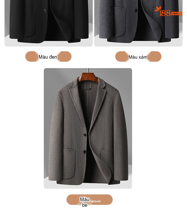 Áo Vest Nam Hai Lớp Lông Cừu Thủ Công Màu Xám, Đen chi tiết 13