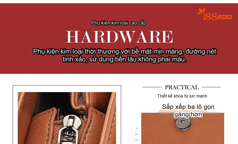 Túi Xách Tay Nữ Dập Nổi Họa Tiết Chữ Lớn Da Bóng Công Sở Màu Nâu, Xanh Rêu, Đỏ Rượu chi tiết 14