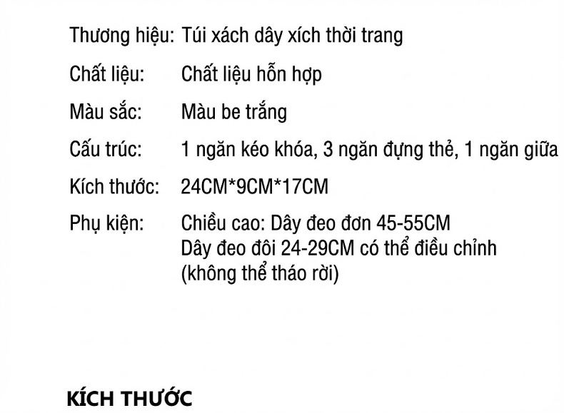 Túi Đeo Vai/Kẹp Nách Nữ Da Bóng Quai Xích Màu Kem chi tiết 4
