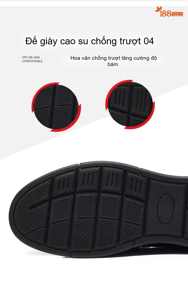 Giày Lười Nam Da Cừu Mềm Mại Thoải Mái Chiều Cao Đế Khoảng 2cm Màu Đen, Nâu chi tiết 11