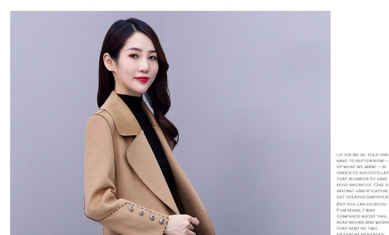 Áo Khoác Dạ Nữ Hai Mặt Dáng Dài Chiết Eo Cổ chữ Vest Phong Cách Hàn Quốc Màu Xanh, Đỏ, Nâu, Đen... chi tiết 30