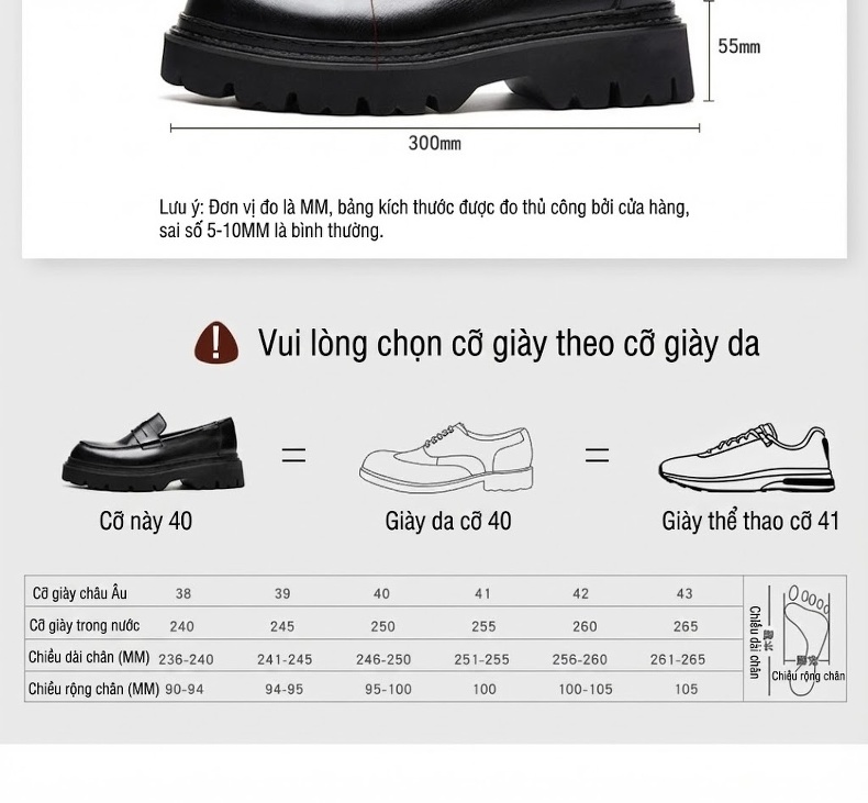 Giày Lười Nam Da Bóng Đế Cao Chiều Cao Đế Khoảng 5cm Màu Đen, Nâu chi tiết 7