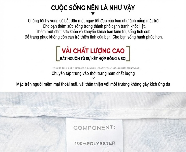 Áo Sơ Mi Dài Tay Nam Họa Tiết Hình Học Chống Nhăn Màu Trắng, Xanh Dương chi tiết 3